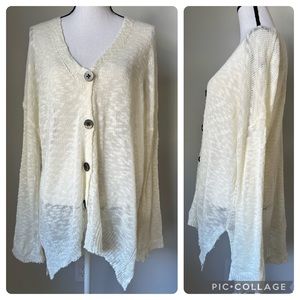 Cream color semi sheer cardigan size L